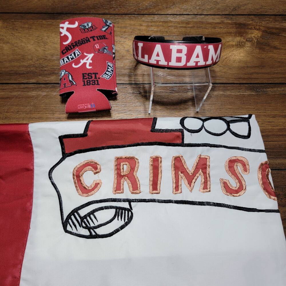 3 PC Alabama Crimson Tide Fan Kit: Flag, Koozie & Headband